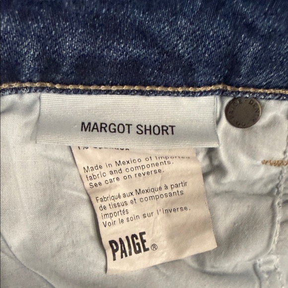 PAIGE Margot High-Rise Cut-Off Hem Blue Denim Shorts Size 29 - Picture 5 of 6